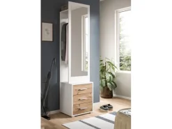 Inn.Furn Kompaktgarderobe in Weiß und Eiche 45 x 190 cm Pallas