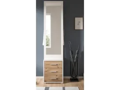 Inn.Furn Kompaktgarderobe in Weiß und Eiche 45 x 190 cm Pallas