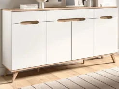 Inn.Furn Sideboard Weiß Eiche 185 cm mit Soft-Close-Funktion Hygge