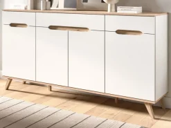 Inn.Furn Sideboard Weiß Eiche 185 cm mit Soft-Close-Funktion Hygge