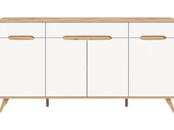 Inn.Furn Sideboard Weiß Eiche 185 cm mit Soft-Close-Funktion Hygge