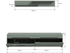Inn.Furn TV-Lowboard und Wandboard in Salbei und Grau 170 cm Cooper