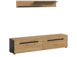 New Inn.Furn TV-Lowboard und Wandboard in Eiche und Grau 170 cm Cooper