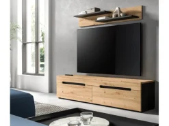 New Inn.Furn TV-Lowboard und Wandboard in Eiche und Grau 170 cm Cooper