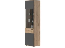Inn.Furn Vitrine Eiche Grau 57 x 200 cm mit Soft-Close Tomaso