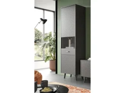 Inn.Furn Vitrine in Grau Matt 58 x 195 cm Madea