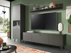 Inn.Furn Vitrine in Grau Matt 58 x 195 cm Madea