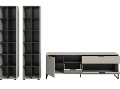 Inn.Furn Wohnwand in Kaschmir und Schwarz 305 cm mit Soft-Close Morena