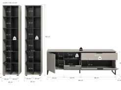 Inn.Furn Wohnwand in Kaschmir und Schwarz 305 cm mit Soft-Close Morena