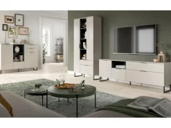 Sale Inn.Furn Wohnwand in Kaschmir und Schwarz 290 cm mit Soft-Close Morena