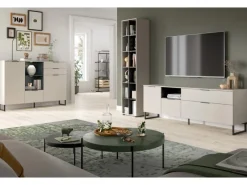 Inn.Furn Wohnwand in Kaschmir und Schwarz 245 cm mit Soft-Close Morena