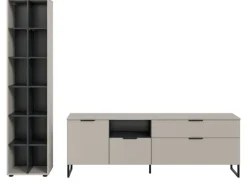 Inn.Furn Wohnwand in Kaschmir und Schwarz 245 cm mit Soft-Close Morena