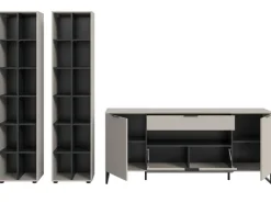 Outlet Inn.Furn Wohnwand in Kaschmir und Schwarz 305 cm Morena