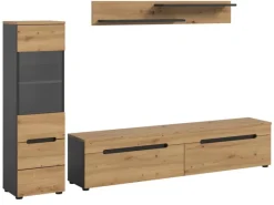 Inn.Furn Wohnwand in Eiche und Grau 221 cm Cooper