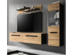 Inn.Furn Wohnwand in Eiche und Grau 221 cm Cooper