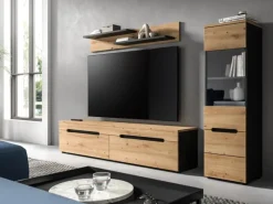 Inn.Furn Wohnwand in Eiche und Grau 221 cm Cooper