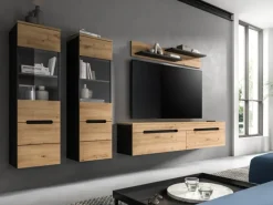 Inn.Furn Wohnwand in Eiche und Grau 221 cm Cooper