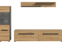 Inn.Furn Wohnwand in Eiche und Grau 221 cm Cooper
