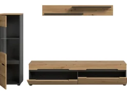 Inn.Furn Wohnwand in Eiche und Grau 221 cm Cooper