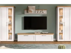 Inn.Furn Wohnwand in Weiß Lärche Landhaus 4-teilig 316 cm Mirano