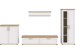 Outlet Inn.Furn Wohnwand in Weiß Lärche Landhaus 4-teilig 336 cm Mirano