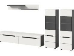 Hot Inn.Furn Wohnwand in Weiß und Grau 272 cm Cooper