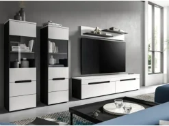 Hot Inn.Furn Wohnwand in Weiß und Grau 272 cm Cooper