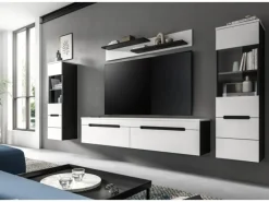 Hot Inn.Furn Wohnwand in Weiß und Grau 272 cm Cooper