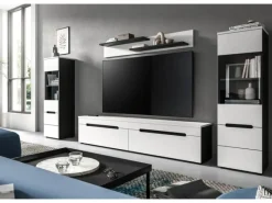 Hot Inn.Furn Wohnwand in Weiß und Grau 272 cm Cooper