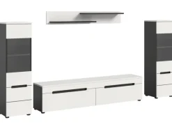 Hot Inn.Furn Wohnwand in Weiß und Grau 272 cm Cooper