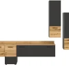 Hot Inn.Furn Wohnwand 3-teilig Grau Evoke Eiche 247 cm mit Soft-Close Elian