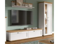 Inn.Furn Wohnwand 3-teilig in Weiß Lärche Landhaus 240 cm Mirano