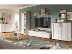 Inn.Furn Wohnwand 3-teilig in Weiß Lärche Landhaus 240 cm Mirano