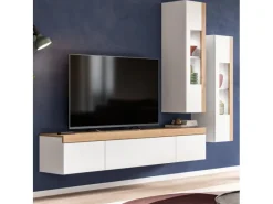 Inn.Furn Wohnwand 3-teilig in Weiß und Eiche 270 cm Siena