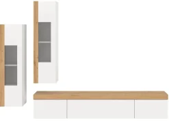 Inn.Furn Wohnwand 3-teilig in Weiß und Eiche 270 cm Siena