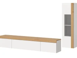 Inn.Furn Wohnwand 2-teilig in Weiß und Eiche 225 cm Siena