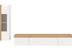Inn.Furn Wohnwand 2-teilig in Weiß und Eiche 225 cm Siena