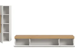 Inn.Furn Wohnwand 2-teilig in Weiß und Eiche 225 cm Siena