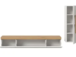 Inn.Furn Wohnwand 2-teilig in Weiß und Eiche 225 cm Siena