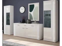 Inn.Furn Wohnwand Weiß Hochglanz 3-teilig 332 cm mit Soft-Close Sunroof