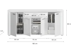 Inn.Furn Wohnwand Weiß Hochglanz 3-teilig 332 cm mit Soft-Close Sunroof