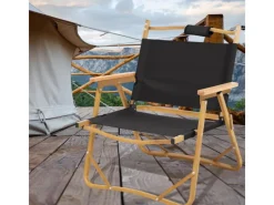 JAWINIO Outdoor Campingstuhl Holz Faltbar Mit Armlehnen Faltstuhl