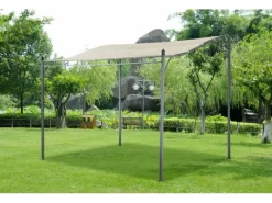Discount Jet-Line Gartenanbau-Pavillon Lagos aus Alu mit Überdachung 2,5 x 3 Meter in Anthrazit/Beige