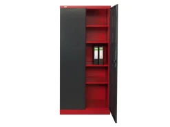 Discount Jet-Line Stahlschrank Moskau in Anthrazit-Rot 90 x 40 x 185 cm mit Abschließbaren Türen