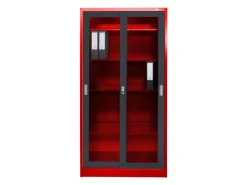 Hot Jet-Line Stahlschrank St Petersburg in Anthrazit-Rot 90 x 40 x 185 cm Abschließbare Türen/Glasfront