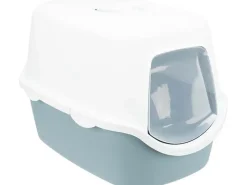 Jollypaw Katzentoilette mit Haube 40 cm x 40 cm x 56 cm Blau/Weiß