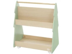 Discount Joyz Kinder Bücherregal Tanne 60x38x705 cm Grün-Natur 2 Seitiges Regal aus Holz