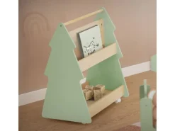 Discount Joyz Kinder Bücherregal Tanne 60x38x705 cm Grün-Natur 2 Seitiges Regal aus Holz