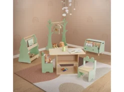 Discount Joyz Kinder Bücherregal Tanne 60x38x705 cm Grün-Natur 2 Seitiges Regal aus Holz