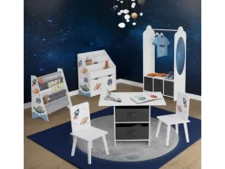 Joyz Kinder Kleiderständer mit Ablage Fächer Spiegel Weltraum 63x30x115 cm Weiß